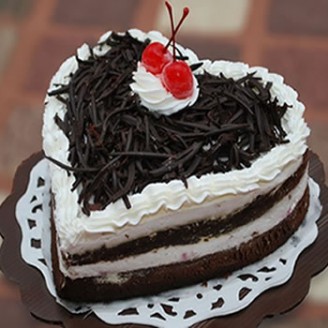 Heart shape black forest choco flacks cake Online Cake Delivery Delivery Jaipur, Rajasthan